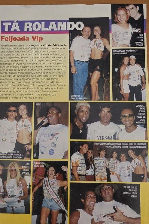 Página da seção Tá Rolando sobre a Feijoada Vip de 2001 no Hotel Sheraton