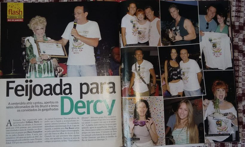 Página da revista Flash News, Carnaval 2008, sobre a Feijoada VIP e a entrega do título de Personalidade VIP